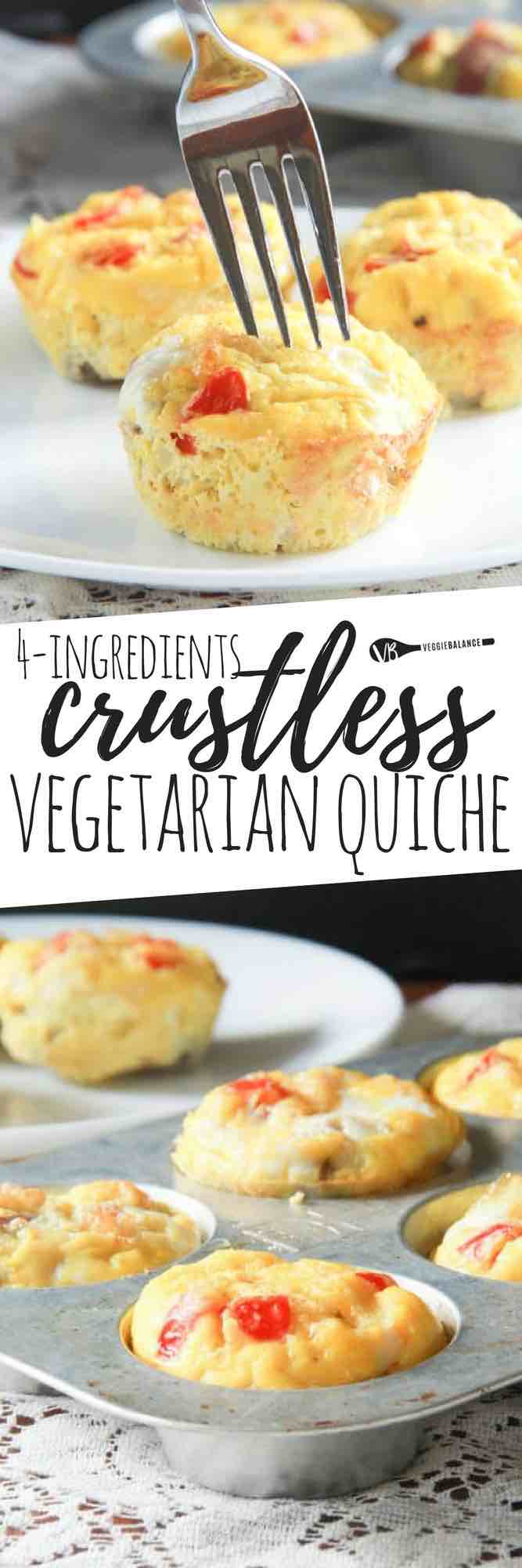 Mini Crustless Vegetarian Quiche Muffins Recipe (Gluten-Free Quiche)