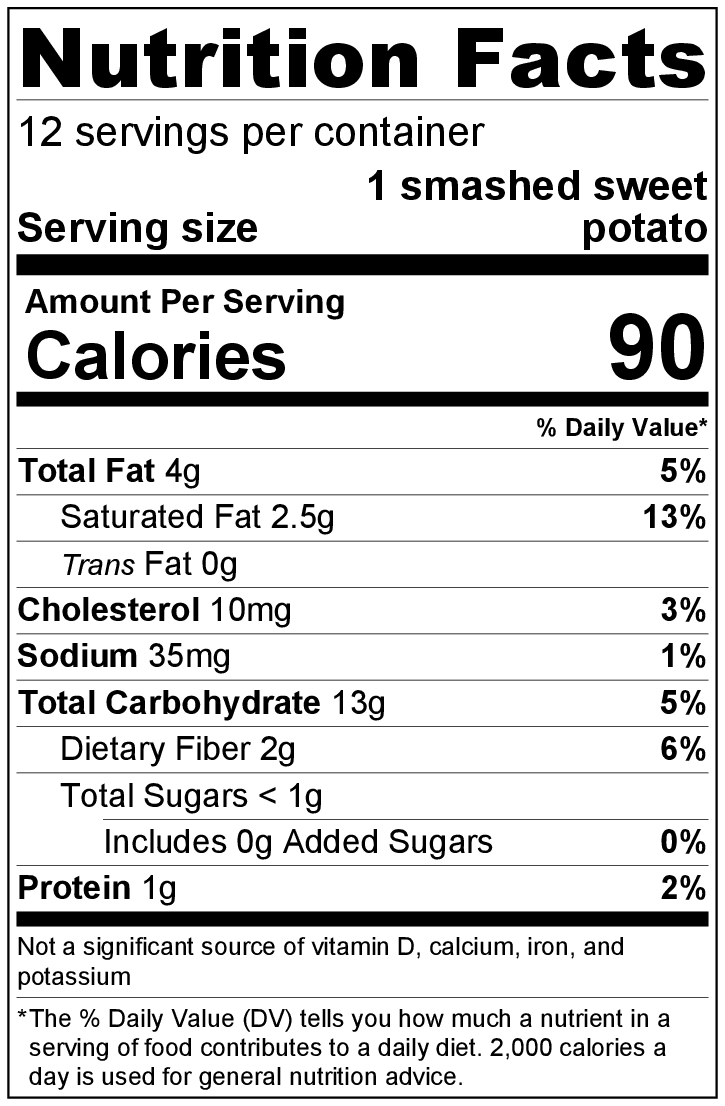 Nutrition Facts Smashed Sweet Potatoes Gluten Free Recipes Easy Recipes By Veggie Balance