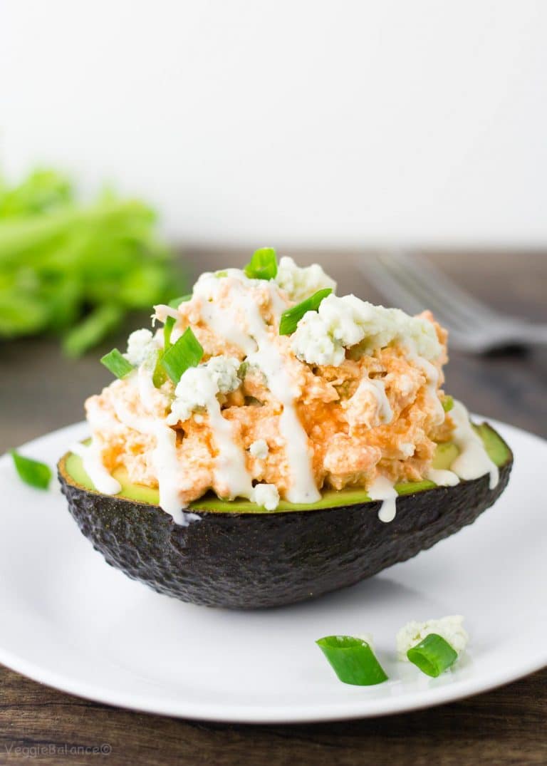 Healthy Buffalo Chicken Salad Stuffed Avocado Bowls Recipe