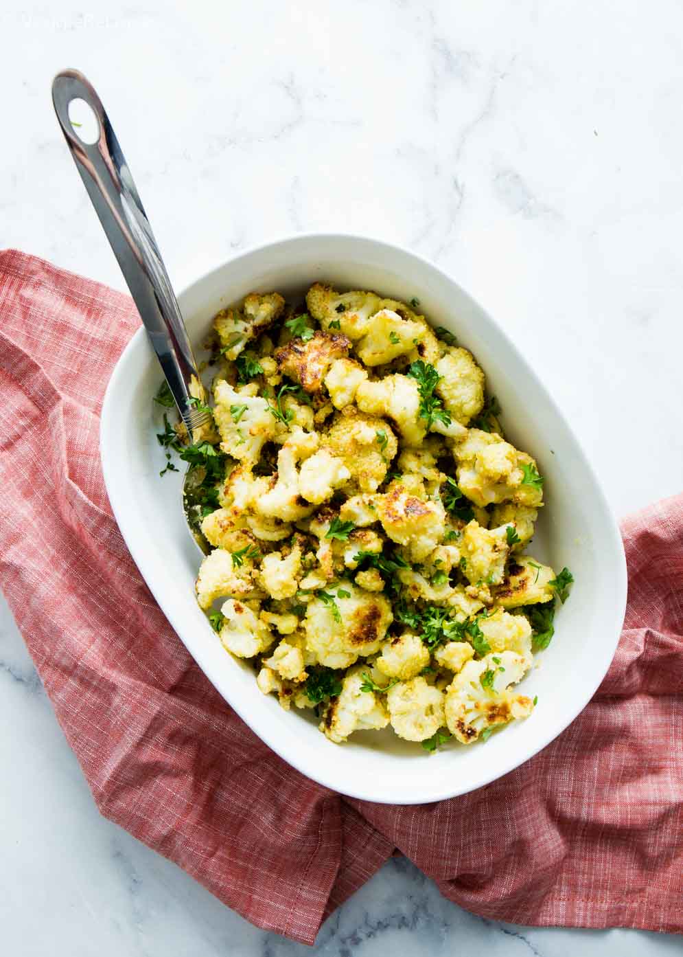 Easy Healthy Cheesy Vegan Roasted Cauliflower Recipe